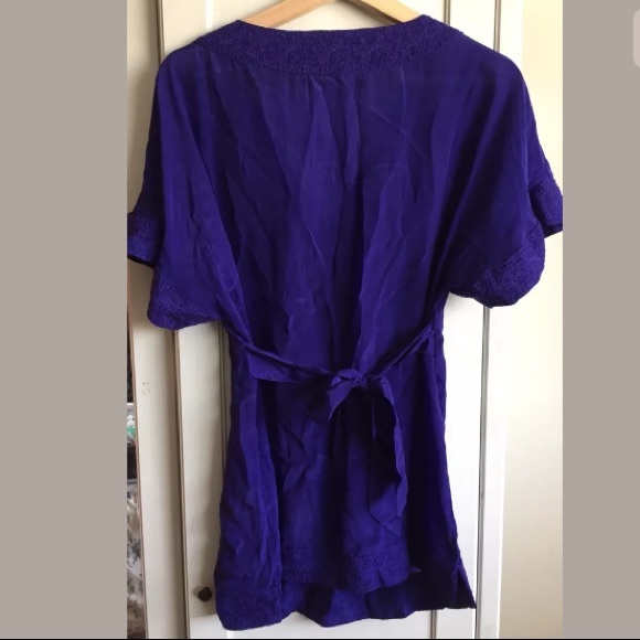 Anthropologie Maeve Purple Short Sleeve Blouse - Picture 3 of 6
